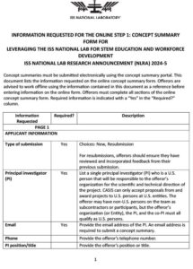 Information Requested for Concept Form STEM NLRA 2024-5