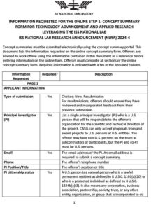 Information Requested for Online Concept Summary Form 2024-4