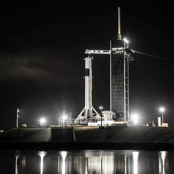 SpaceX's Falcon 9 rocket with Dragon spacecraft at Launch Complex 39A at NASA's Kennedy Space Center on Dec. 19, 2021, in preparation for launch with liftoff scheduled on Dec. 21, 2021.