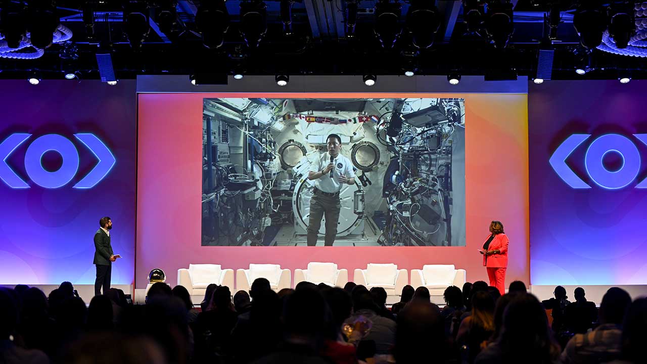NASA astronaut Jonny Kim joined live via downlink from the International Space Station during the 2025 Meltwater Summit