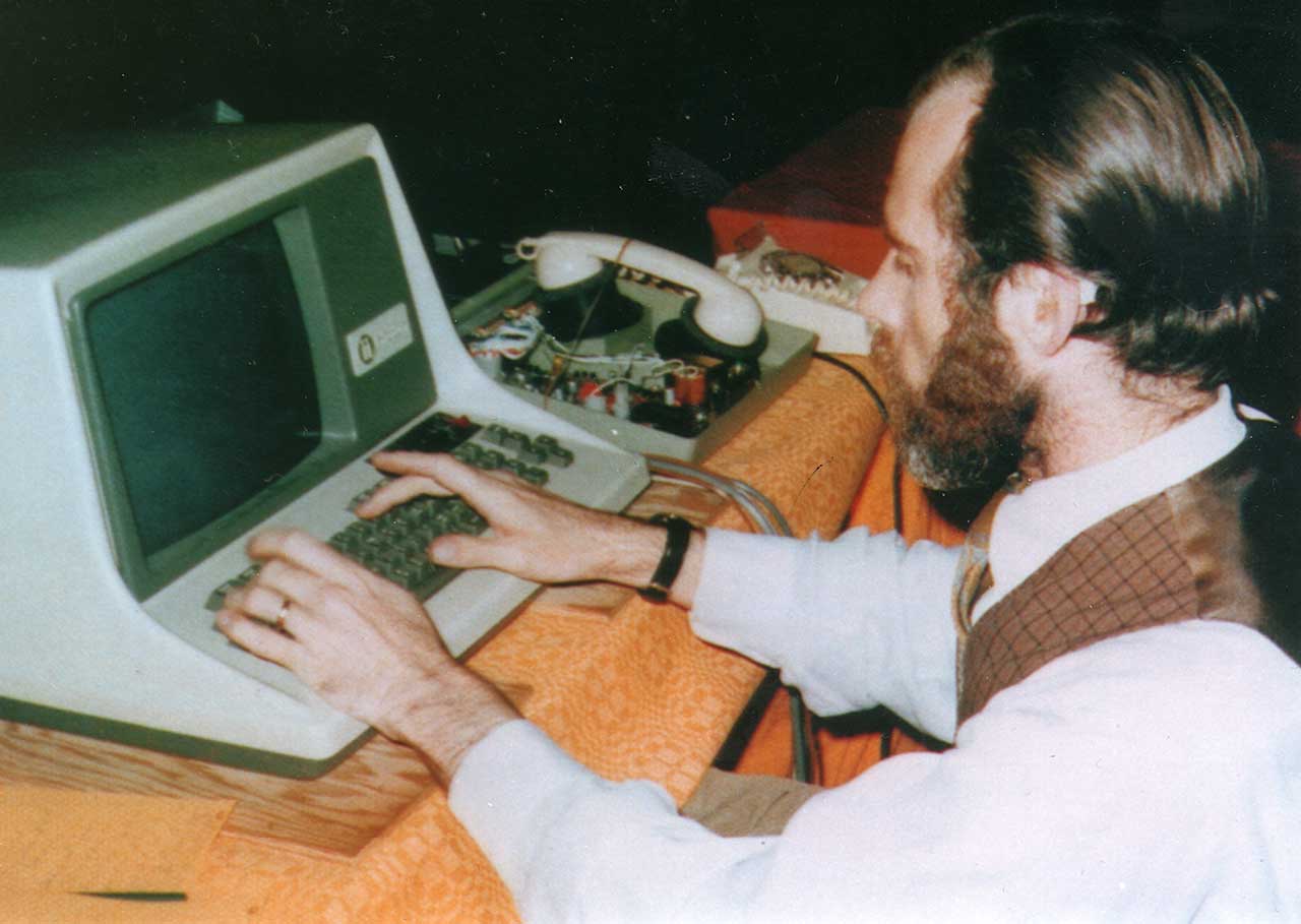 Vint Cerf during an ARPANET demonstration in 1974.