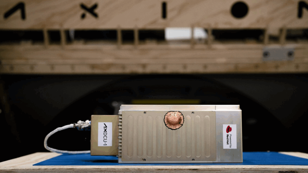 The Axiom Space Data Center Unit One, powered by Red Hat Device Edge, a test bed for terrestrial-grade edge computing hardware in space.