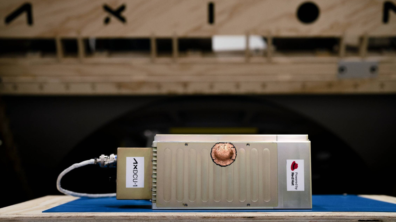 The Axiom Space Data Center Unit One, powered by Red Hat Device Edge, a test bed for terrestrial-grade edge computing hardware in space.