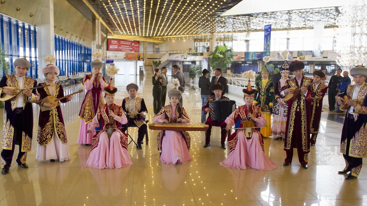 Epedition27Welcome In Kazakhstan, local musicians greeted astronauts with a live performance ahead of a formal welcome ceremony.