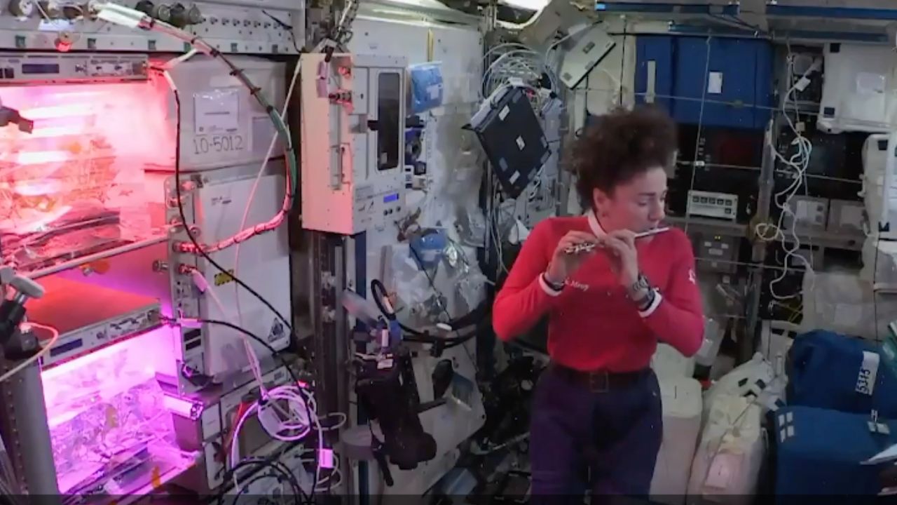 mier NASA astronaut Jessica Meir playing the piccolo on station.