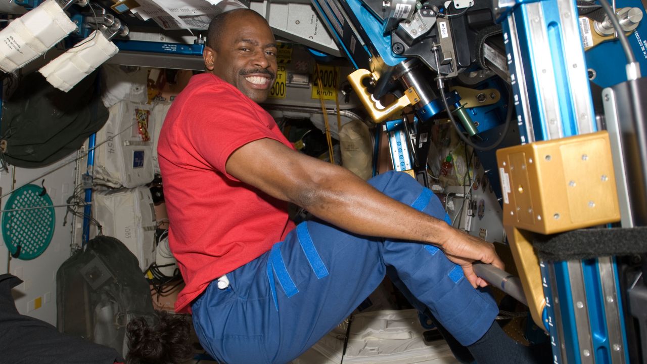Exercise-1280x720 NASA astronaut Leland Melvin, mission specialist, exercised using the advanced Resistive Exercise Device (aRED) while living and working on the ISS.