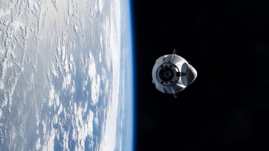 SpaceX Dragon cargo spacecraft viewed from the International Space Station.
