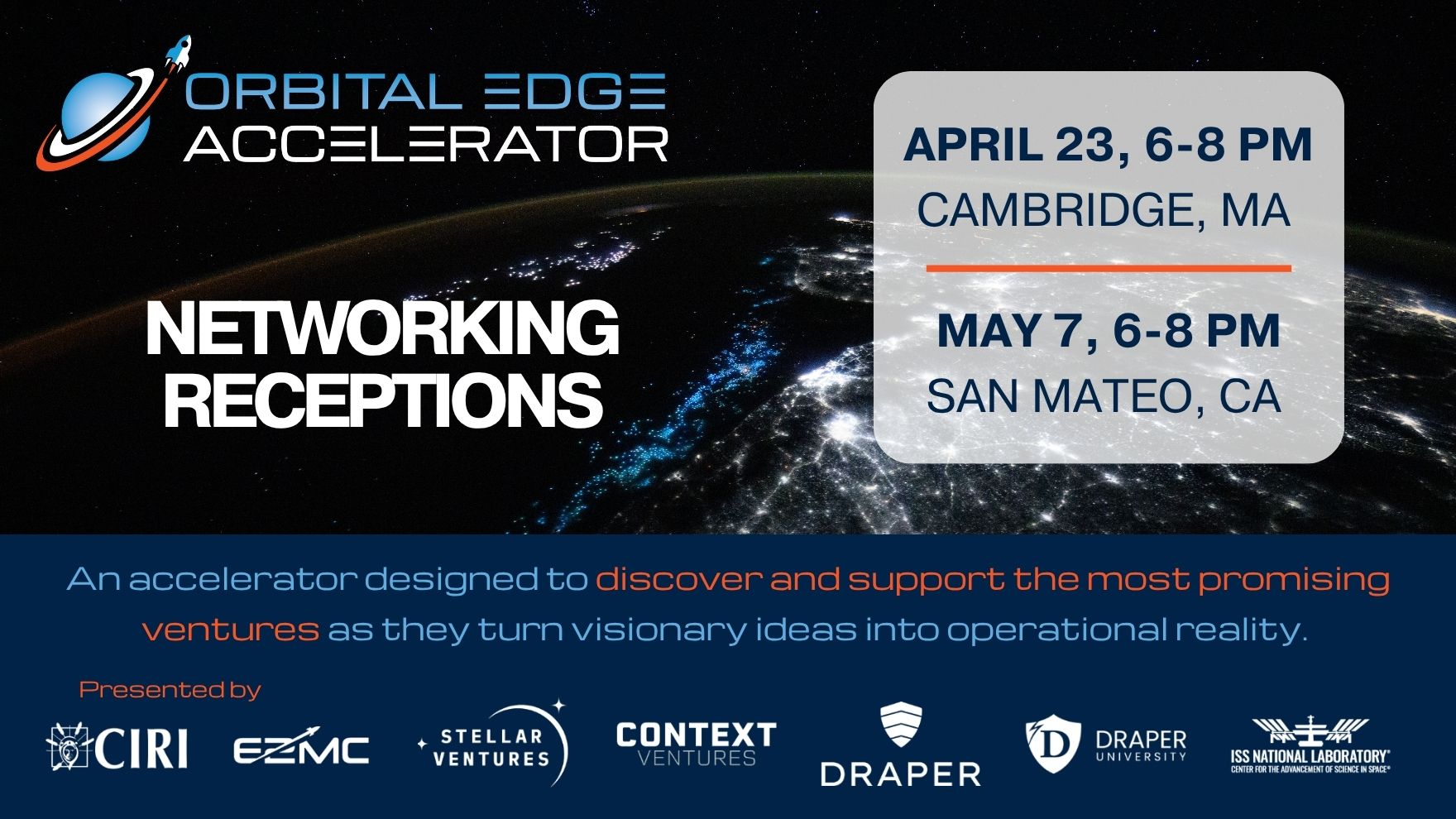 Orbital Edge Accelerator Networking Reception in Cambridge, MA on April 23, 2026