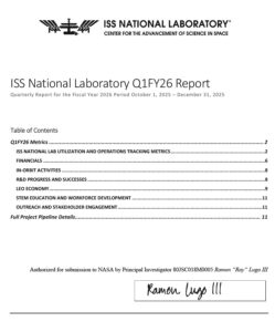 ISS National Lab, 2026 Q1 Annual Report
