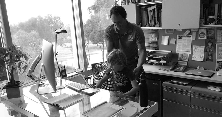 Alysson Muotri with his son, Ivan C. Muotri, who inspires his work with brain organoids.